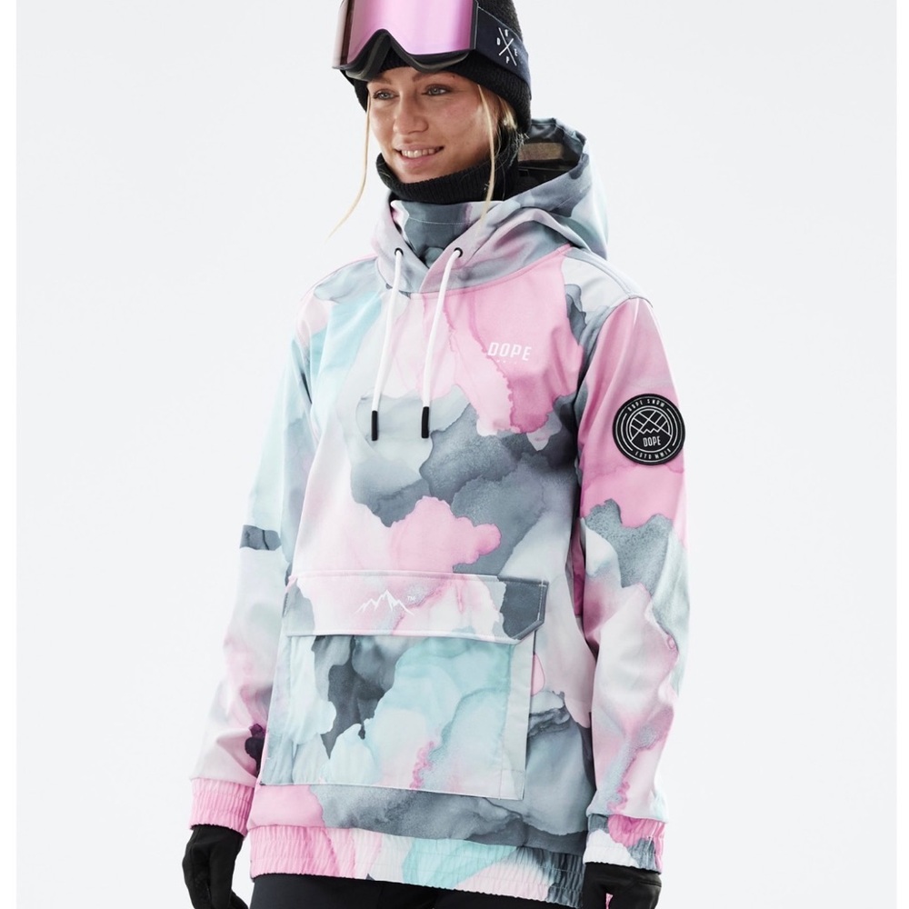 DOPE Women's Ski Snow Jacket in Pink, Light Blue, Gray